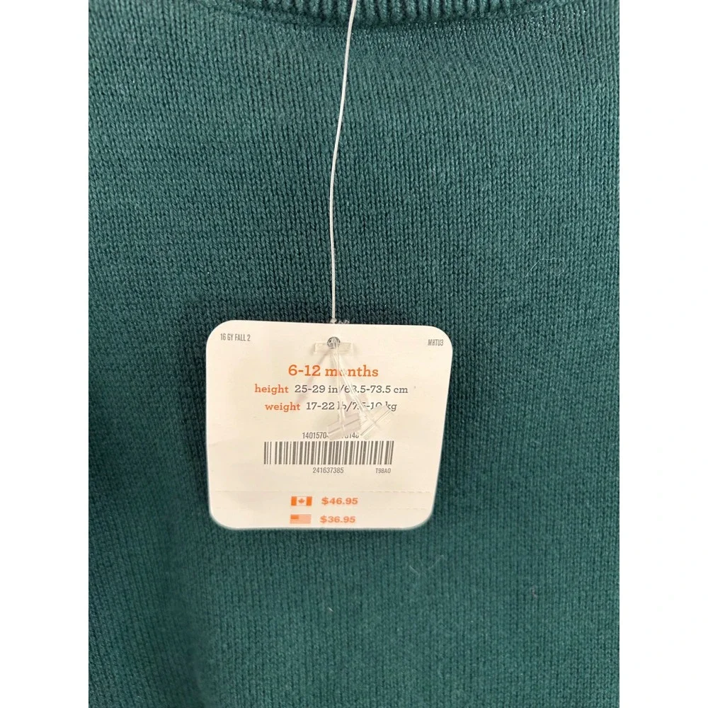 Gymboree Horse Sweater 6-12 Months Green Horseshoe Floral Knit Baby Girls